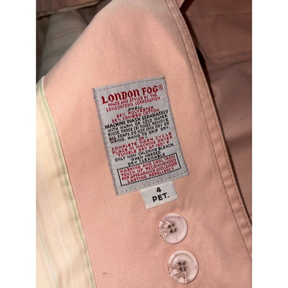 London Fog Jacket Womens Petite 4 Trench Coat Mauve Pink Long Classic Style - Picture 7 of 7